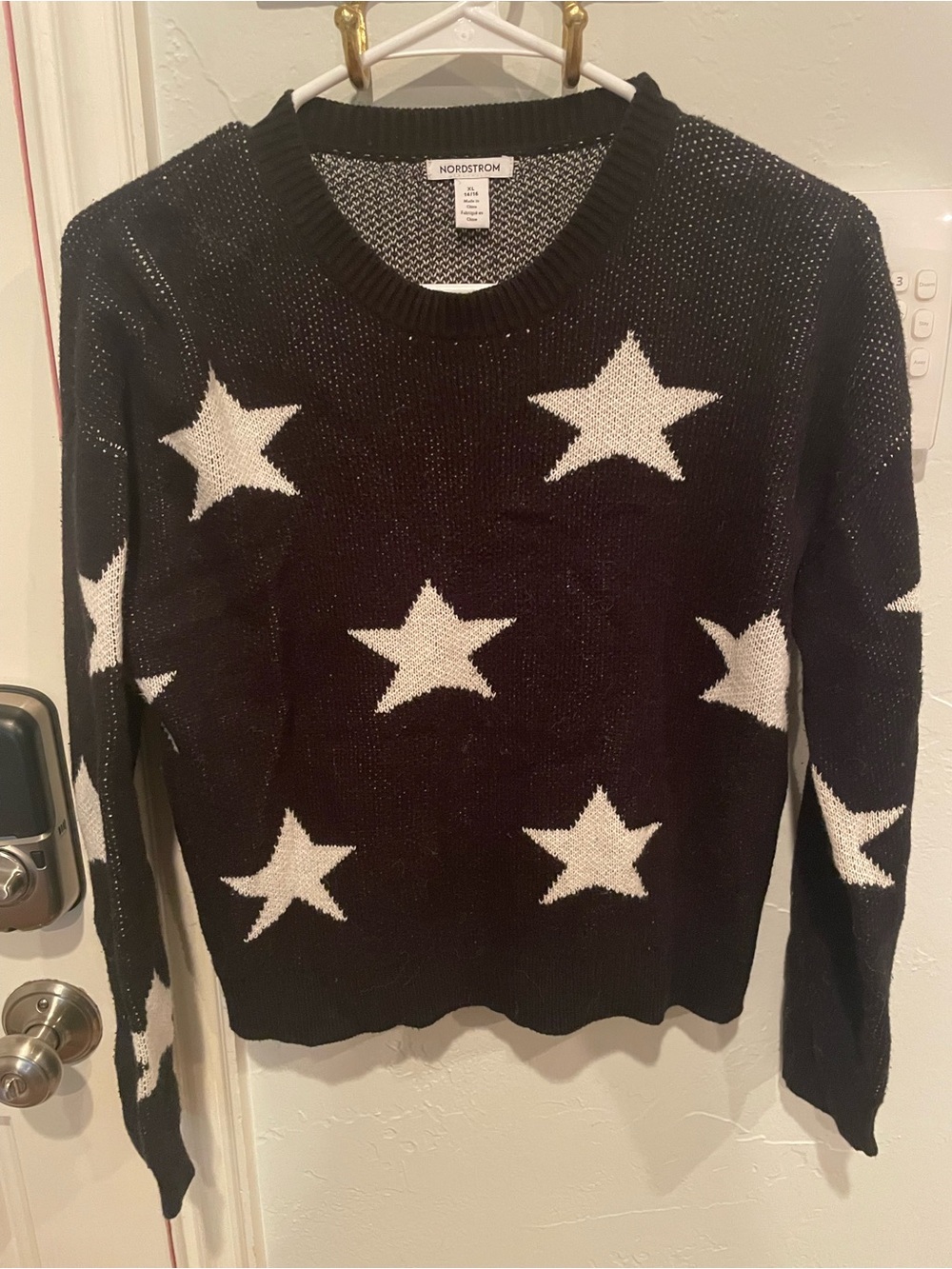 Nordstrom Girls Black Star Pattern Knit Sweater
